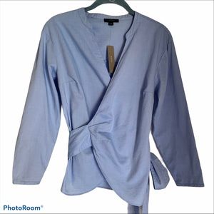 New J. Crew oxford wrap top chambray xxs true wrap denim